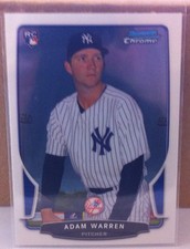 2013 BOWMAN CHROME #81 ADAM WARREN NEW YORK YANKEES ROOKIE CARD. rookie card picture