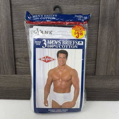 Vintage Big Yank Briefs Men Medium 34-36 White 100% Cotton 90s Tighty Whitey NOS