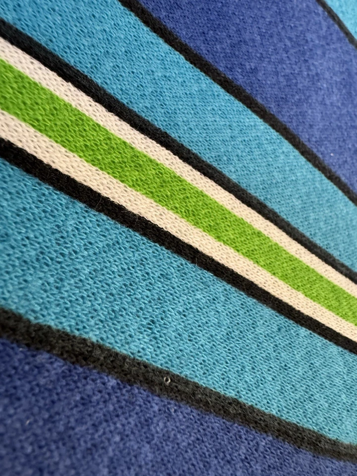 Blue Green VTG 70s ORIGINIT FABRIC fleece back Striped JERSEY 1.5 YDS 60"W NEW - Image 2 of 4