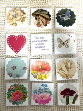 Set of 12 Handmade Pretty Floral 2x2 Mini Note Cards Gift Enclosure