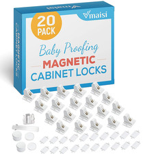 20 Pack Magnetic Cabinet Locks Baby Proofing - Children Proof Cupboard Drawers