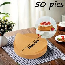 50 Non-Stick Round Parchment Papers 8 in 20cm Precut Cake Pan Liners for Bakin