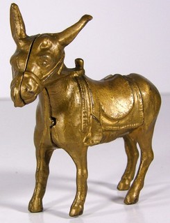 1910s DONKEY CAST IRON BANK FIGURAL STILL BANK By WILLIAMS IN ORIGINAL PAINT