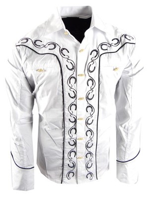 Western Shirt Embroidered Florals Horse Mens Country Rodeo Snap Up Cuffs Fashion