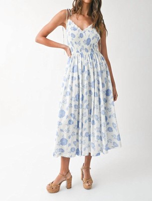Mable Printed Cami Midi Dress Blue