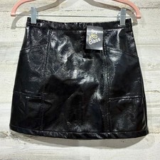 Art Class Faux Leather Skirt Girls Size L 10/12 Black Patent Shiny Edgy NWT