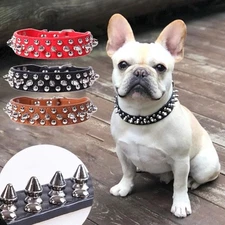 Adjustable Leather Dog Collar PU Punk Rivet Spiked Pet Collar for Small Dogs