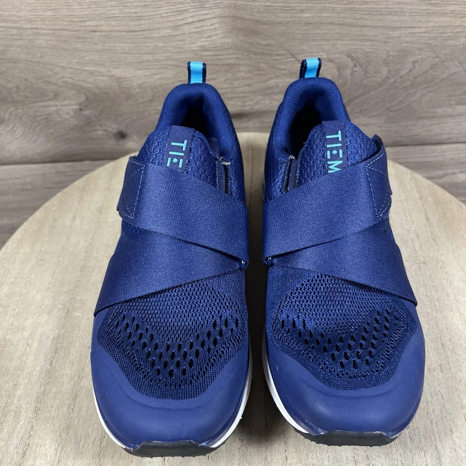 Велосипедные туфли Tiem Slipstream синие белые с крючком и петлей женские размер США 6 - Изображение 3 из 4