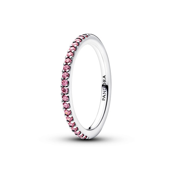 Pandora Ring Funkelnder Rosafarbener Pavé-Band Silber 192999C02 Gr. 58-image