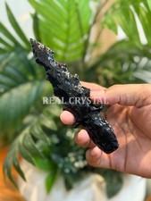 Black Obsidian Agate Spearhead | Handcrafted Crystal Arrowhead | Knapped Blade