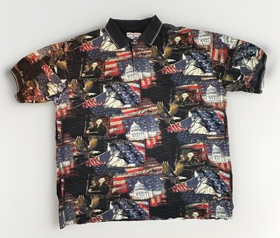Boca Classics Men s 3XL Polo Shirt Patriotic American Flag Eagle 100% Cotton VTG