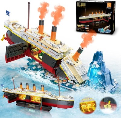 1883Teile Titanic-Bausatz Mit LED-Licht, 2-in-1 Titanic-Schiff, Mini-Baustein