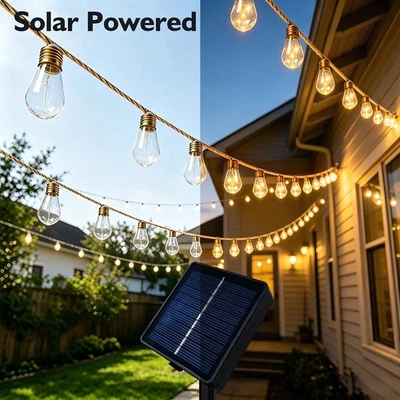 3M 8M 10/16LEDs LED Solar Lichterkette außen Lampe Glühbirnen Beleuchtung Balkon - Bild 1 von 4