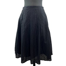 NWT J. Crew Midi Skirt in Allover Eyelet Black Full A-Line Cotton Spring NEW 6