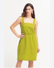 Elk Dress 12 Green 100% Linen Sleeveless NEW  RRP $179