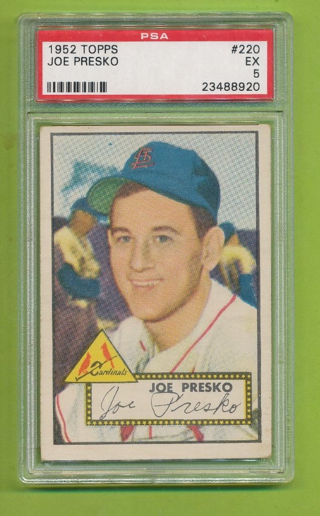 1952 Topps Red Back - Joe Presko (#220) St. Louis Cardinals PSA 5