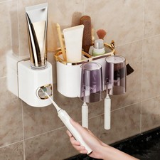 Toothbrush Holders for Bathrooms, 2 Cups Toothbrush Holder Wall Mounted with ...