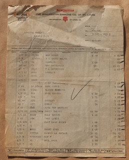 1927 Winchester Simmons Invoice St Louis MO Ranger Shells Hardware Store Bill