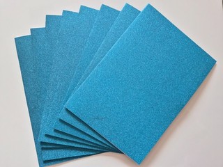 8 Blanko große Glückwunschkarten A5 Rohlinge Grußkarte mit Glitzer in blau