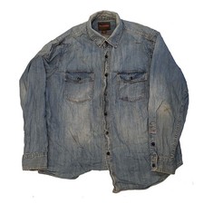 Denim Long Sleeve Button-Up Shirt - L - Free Shipping