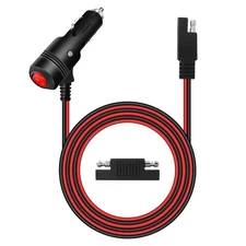 12V 24V Cigarette Lighter Male Plug to SAE Adapter with Switch ON/Off and SAE