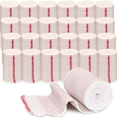 24 Pack Elastic Bandage Wrap 3  Bandage Wrap with Hook and Loop Closure on Bo...