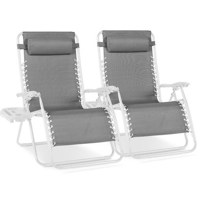 Set of 2 Extra Wide Adjustable Zero Gravity Patio Chair Recliners