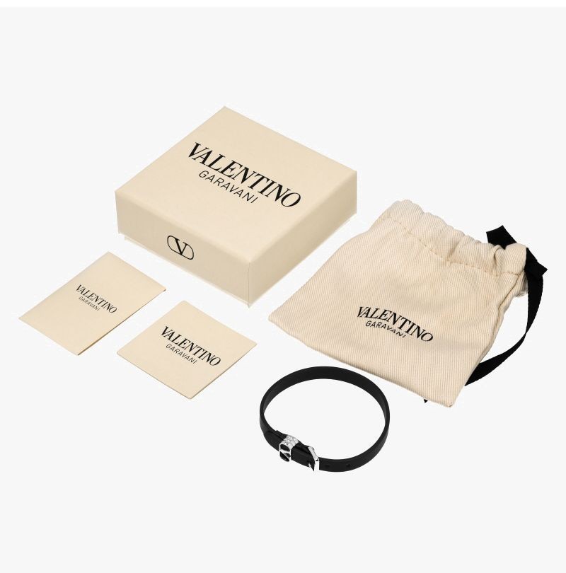 Valentino Garavani V Logo Leather Bracelet 151765798 thumbnail 6