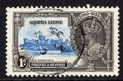SIERRA LEONE 1935 SILVER JUBILEE 1D SHORT EXTRA FLAGSTAFF ERROR V FINE CDS USED