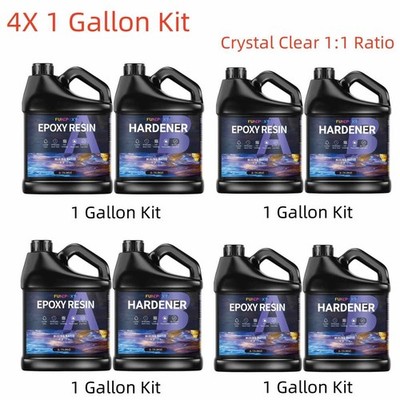 4X 1 Gallon Kit - Crystal Clear Epoxy Resin - DIY Craft Tumbler Coating (4 Gal)