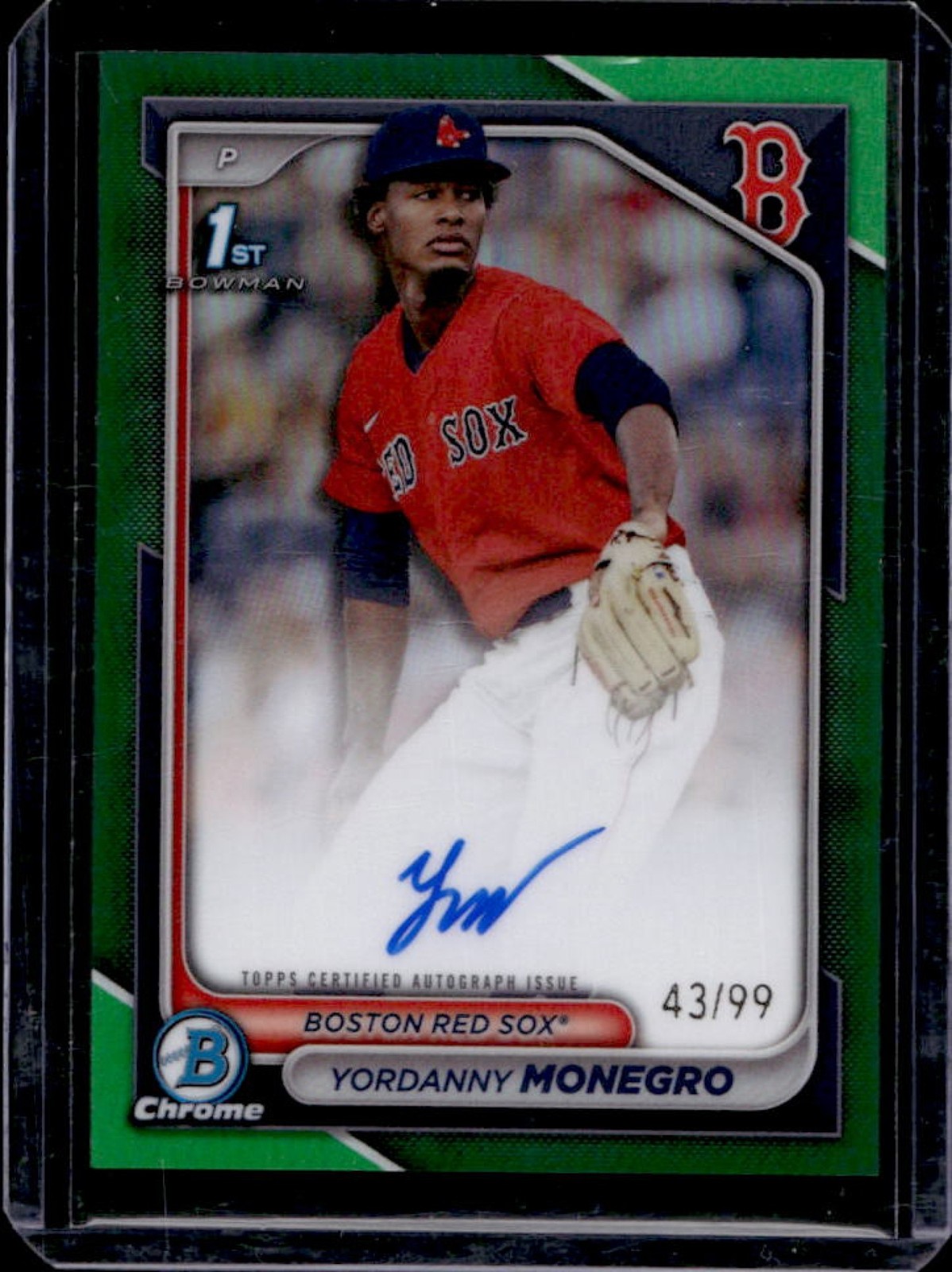 2024 Bowman Chrome Yordanny Monegro Auto Green Refractor 1st #43/99