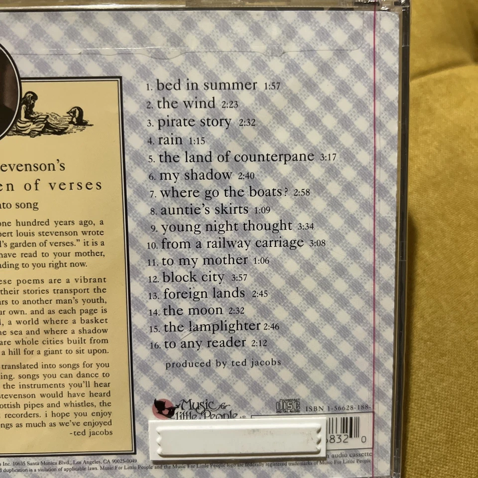 A Child's Garden of Songs-Ted Jacobs CD Poetry of Robert L Steve. in Song-free🎁 - Image 4 of 4
