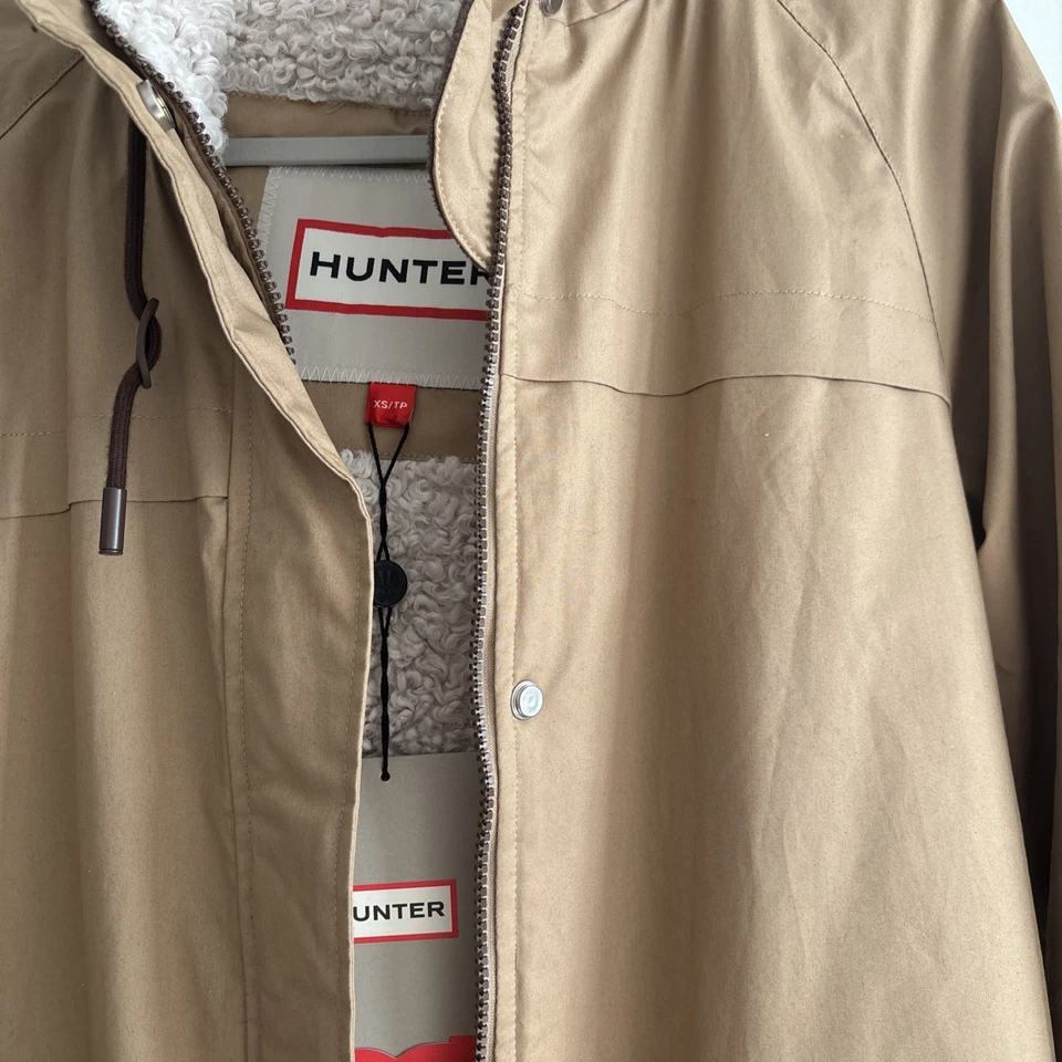 HUNTER  Jane Womens British Tan Canvas Long Padded Winter Insulated Coat XS - Image 3 of 4