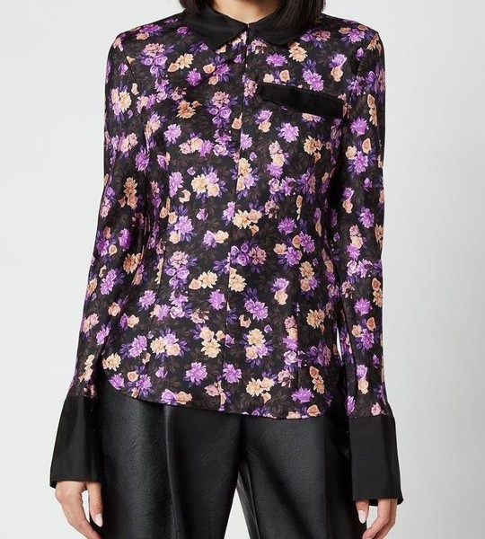Women Baum und Pferdgarten Shirt Black Silk 36