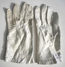 MADE IN ITALY Vintage Real Kid-leather gloves White women  s 7 1/2 French Silk