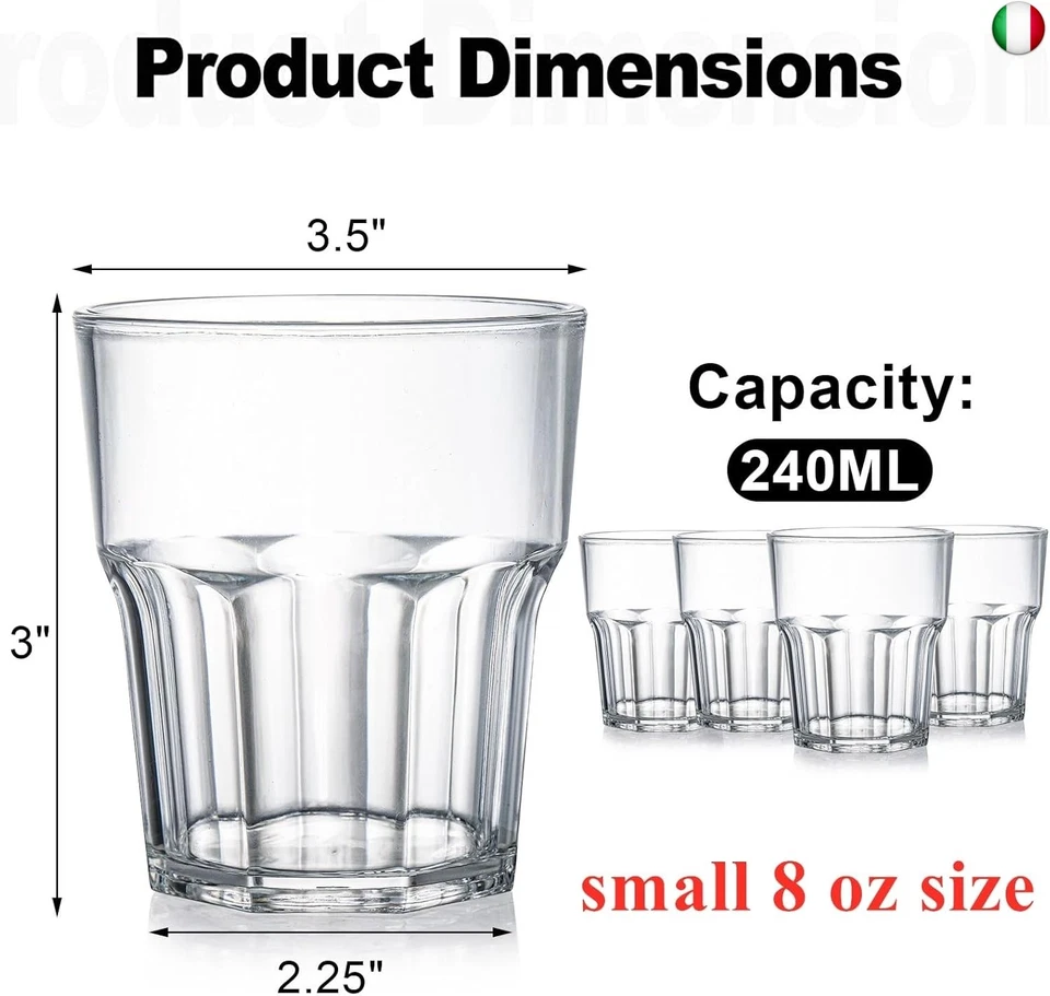 Tebery 250 ml Bicchieri di plastica, Bicchieri Acqua in Plastica Infrangibile, - Immagine 2 di 4