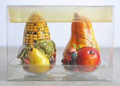 Vintage Vanson Autumn Accents Harvest Salt Pepper Shakers Ceramic
