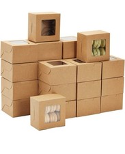 60 Pcs Mini Dessert Boxes 3.5"x3.5"x3.5" Cookie Bakery Treat Boxes with Window