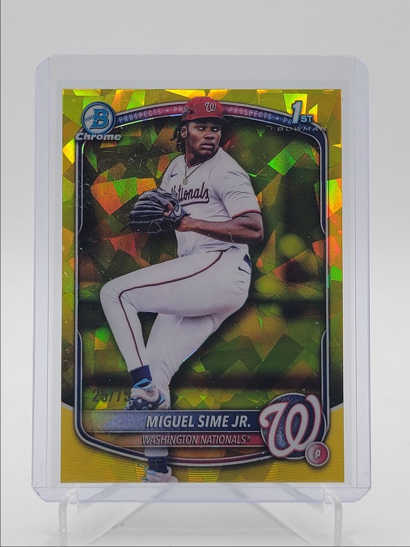 MIGUEL SIME JR. 2025 BOWMAN CHROME DRAFT 1ST SAPPHIRE YELLOW /75 Q2491