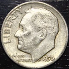1950 D Roosevelt Dime 90% Silver 10c US Coin Denver Mint
