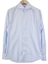 Suitsupply Men's Formal Shirt 39/15.5 Blue Pure Cotton Extra Slim Striped