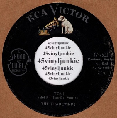 The Tradewinds 45 rpm ''Toni'' b/w ''Twins'' on RCA Records