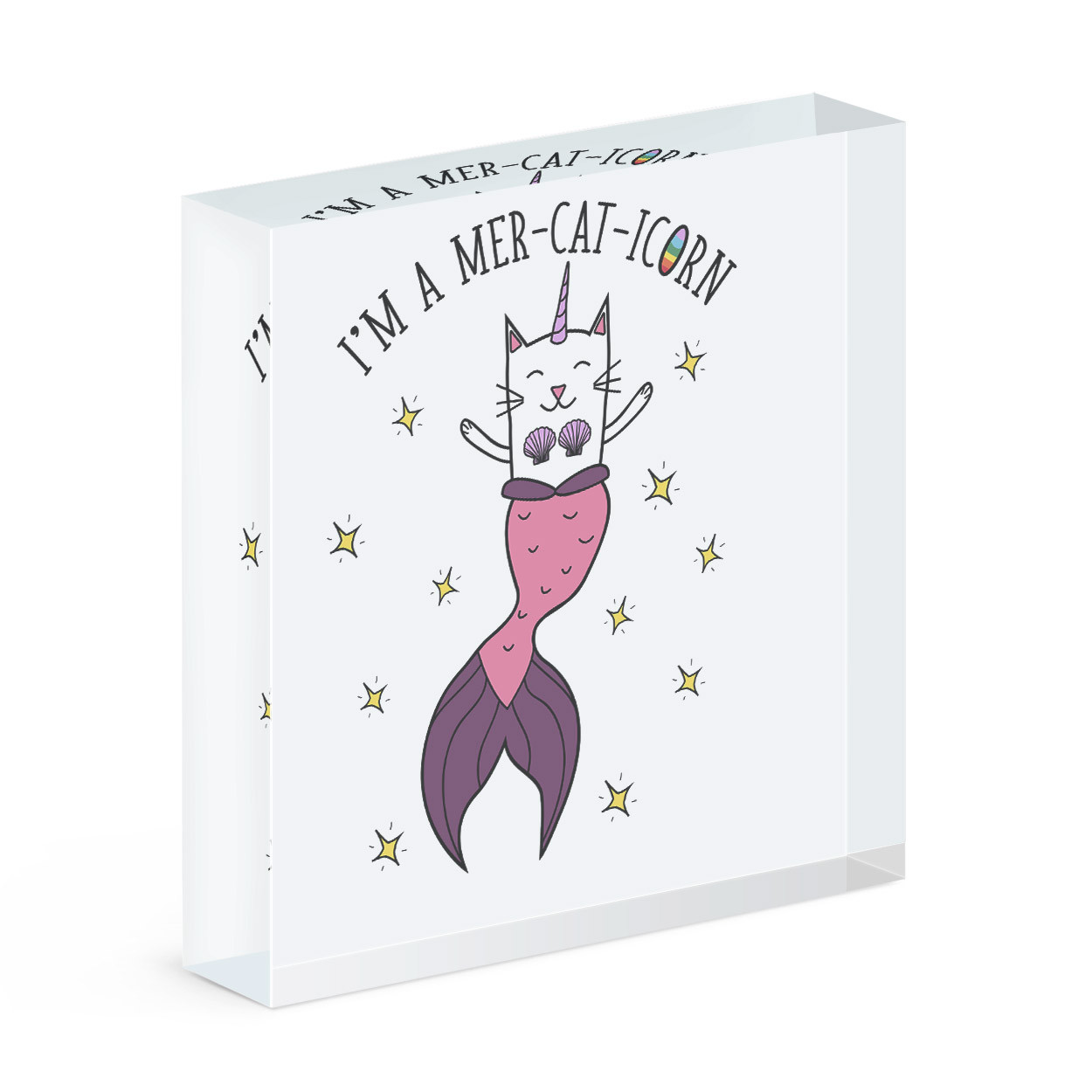 I'm A Mer-cat-icorn Acrylic Photo Block Frame Mermaid Caticorn Cat Unicorn