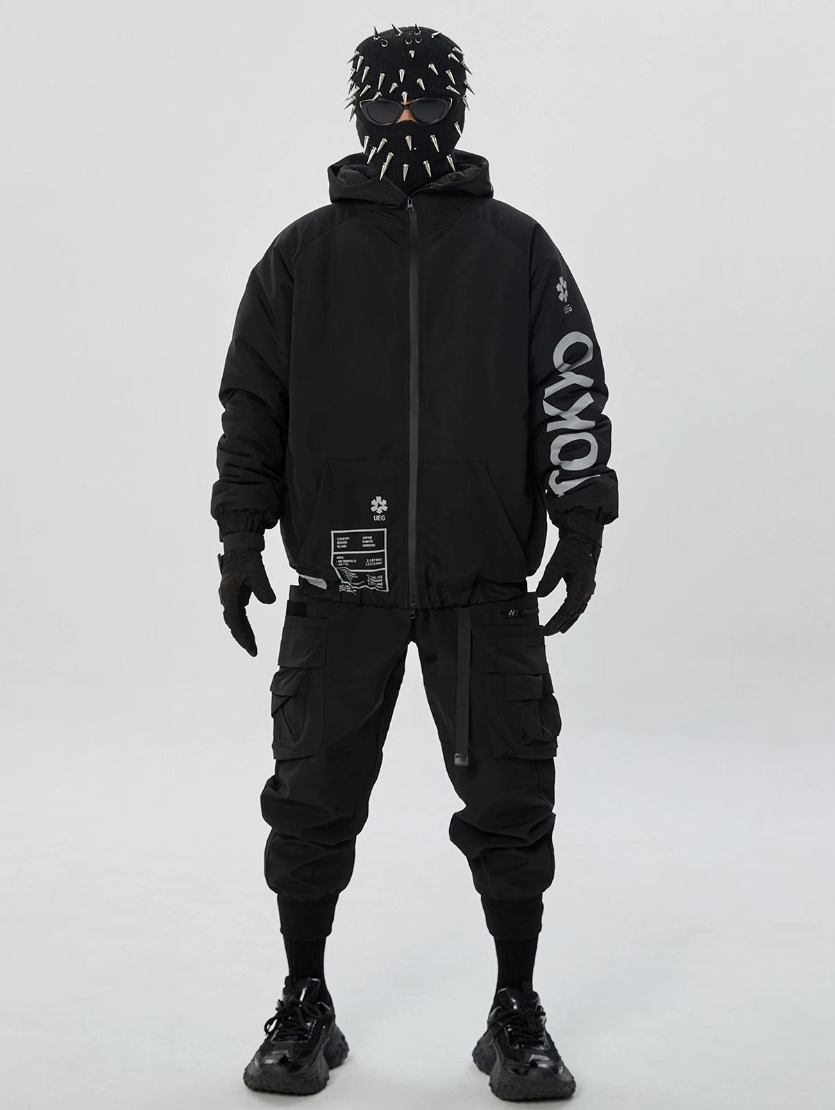 Niepce Men's Techwear Streetwear Hooded Jacket Black Windbreaker Zip Up Coat - product detail image 13