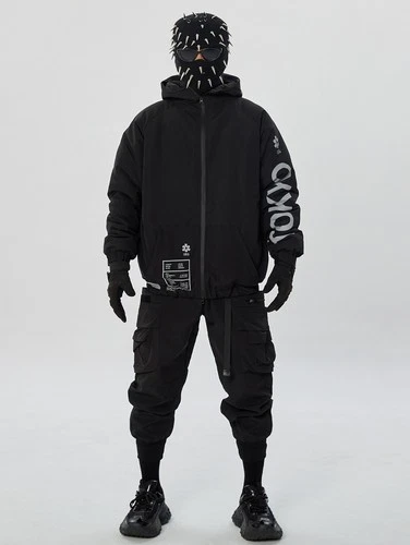 Niepce Men's Techwear Streetwear Hooded Jacket Black Windbreaker Zip Up Coat image 13