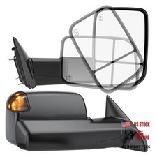 Smoked Power Heated Tow Mirrors Compatible with Dodge Ram 1500, 2002-2008 Black