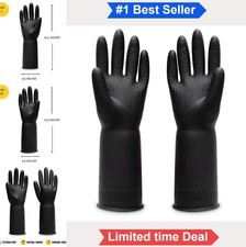 Chemical Resistant Gloves Heavy Duty Rubber Extra Thick Textured Grip Wet Oily