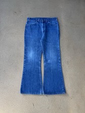 Vintage 80  s Levi  s 646 Orange Tab Bellbottom Flare Faded Denim Jeans Size 34x29