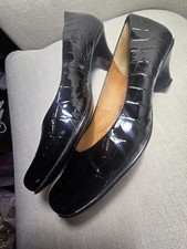 S fft Black Patent Croc Embossed Leather Pumps Women s Size 9 Comfort Low Heel W