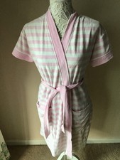 BHS size 8/10 ladies pink/white short sleeve cotton/ poly dressing gown